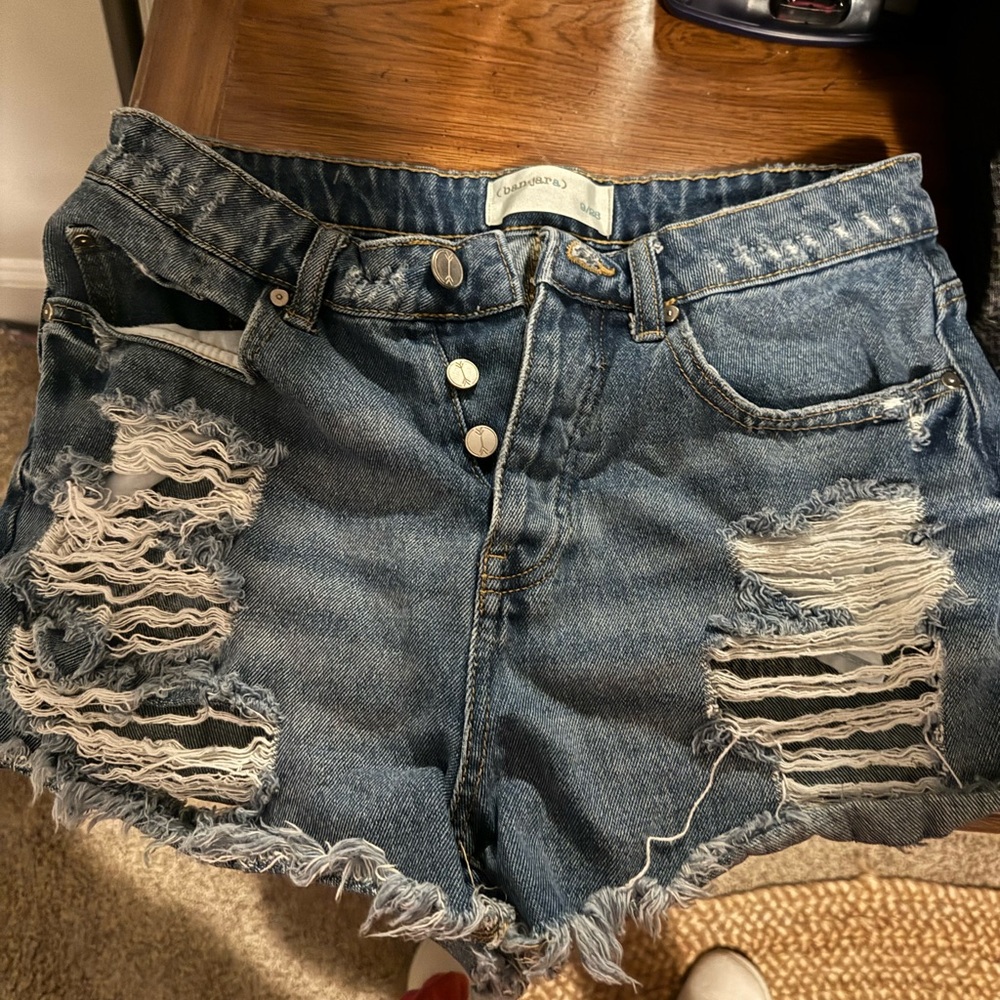 Ripped jean shorts
